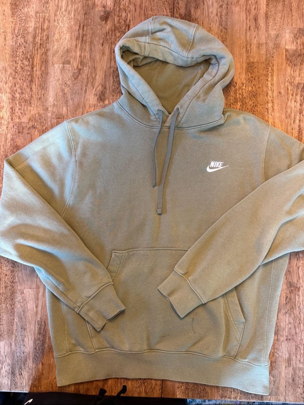 Nike Olive Green Hooded Pullover Sweatshirt with White Logo